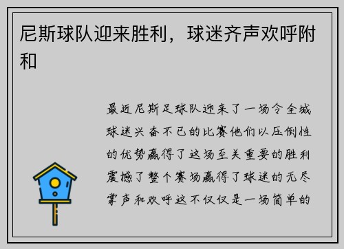 尼斯球队迎来胜利，球迷齐声欢呼附和